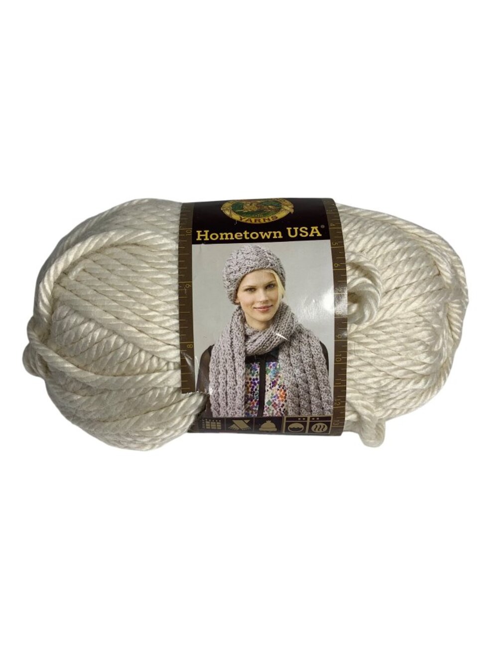 THREE NWT Lion Brand Yarn 135-098 Hometown Bulky Yarn, Houston Cream USA 81YD Ac